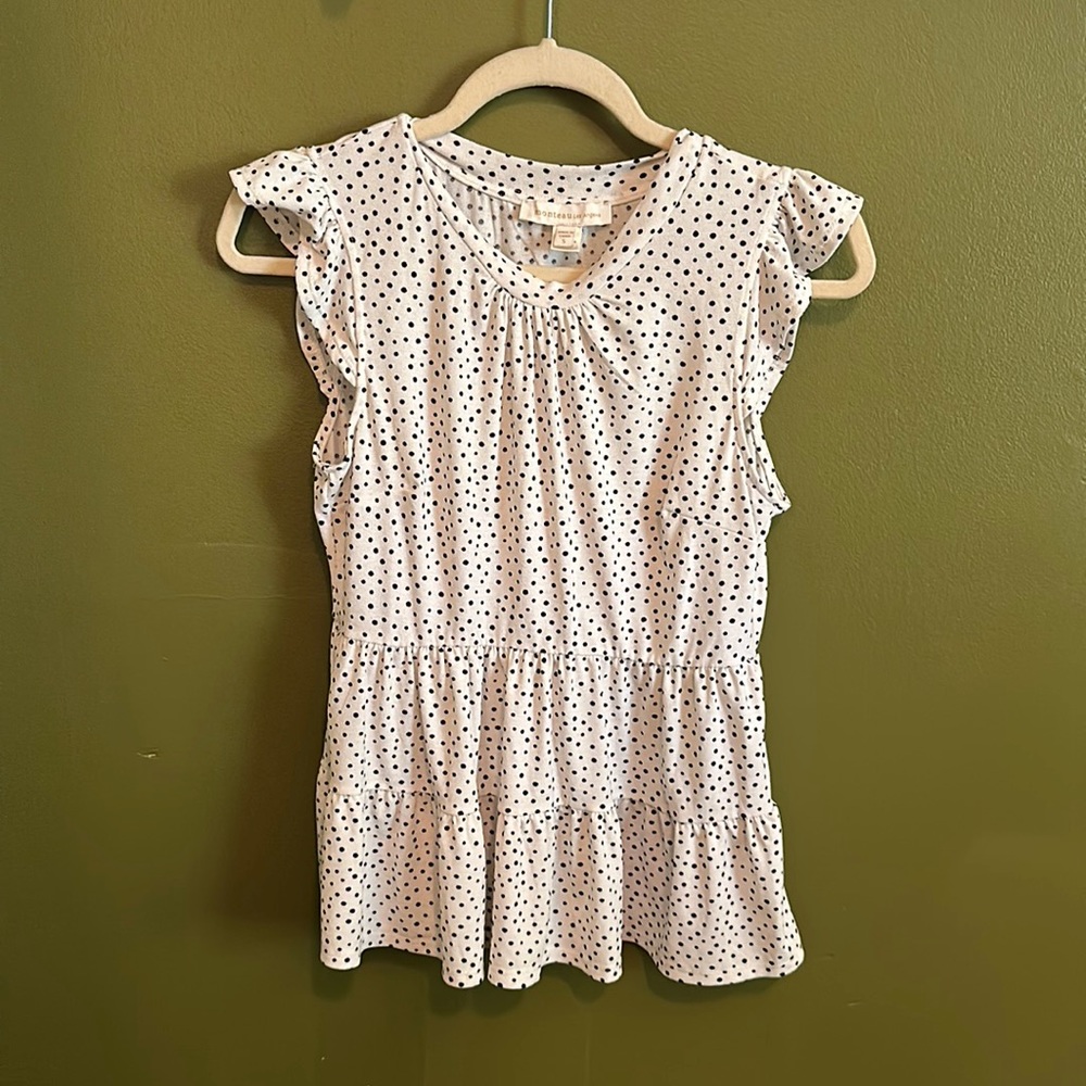 Monteau Los Angeles size small polkadot peplum tank